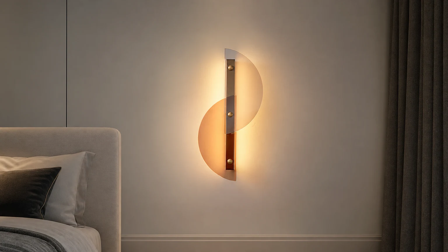 Prosta szklana lampa ścienna w kształcie wachlarza M121 zainstalowana jako ciepła lampa ścienna