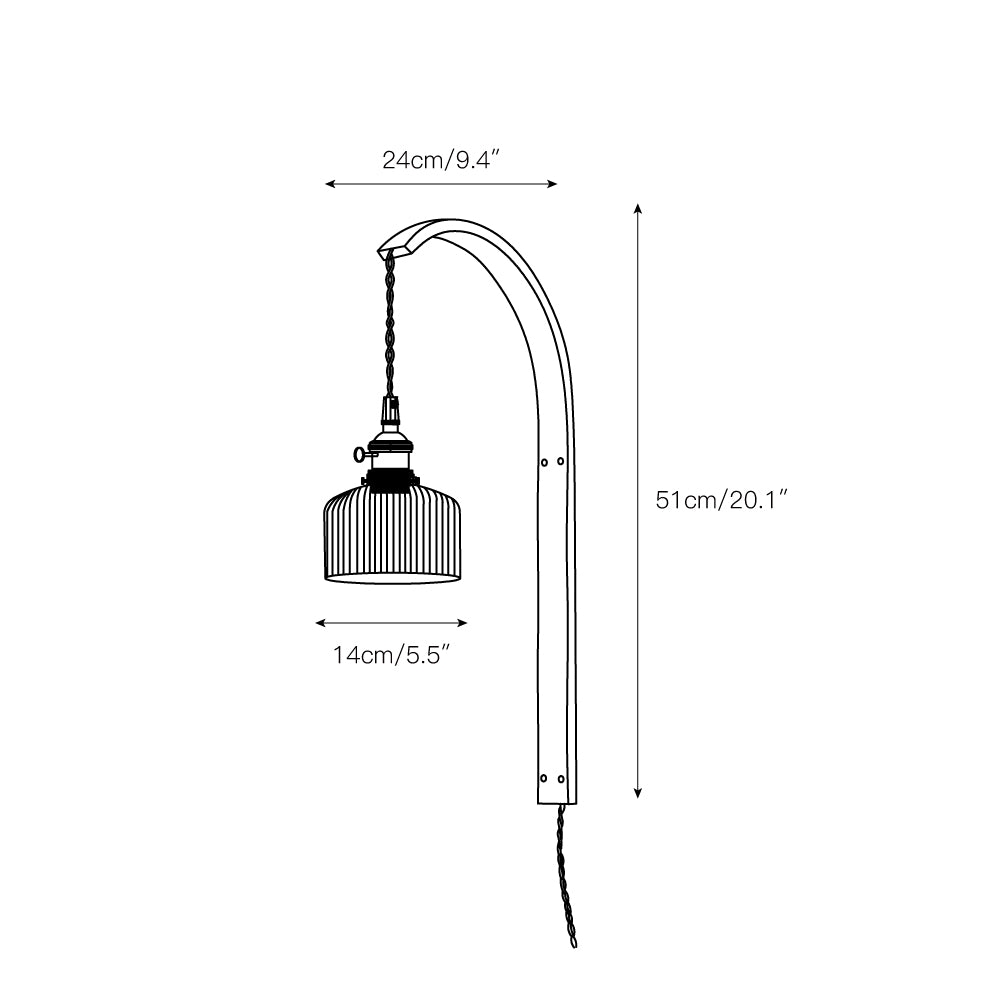 Curved Walnut Ceramic Plug-in Wall Light D498