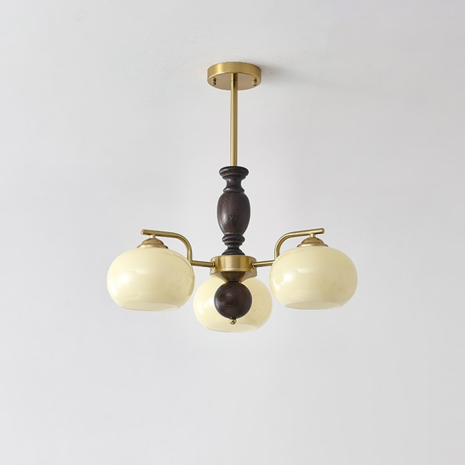 Medieval Style Walnut Beige Orb Chandelier M02