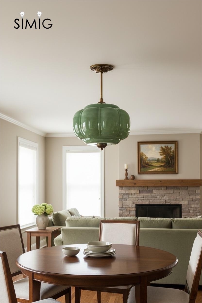 Eloise Vintage Pumpkin Glass Semi-Flush Mount Pendant Light G53