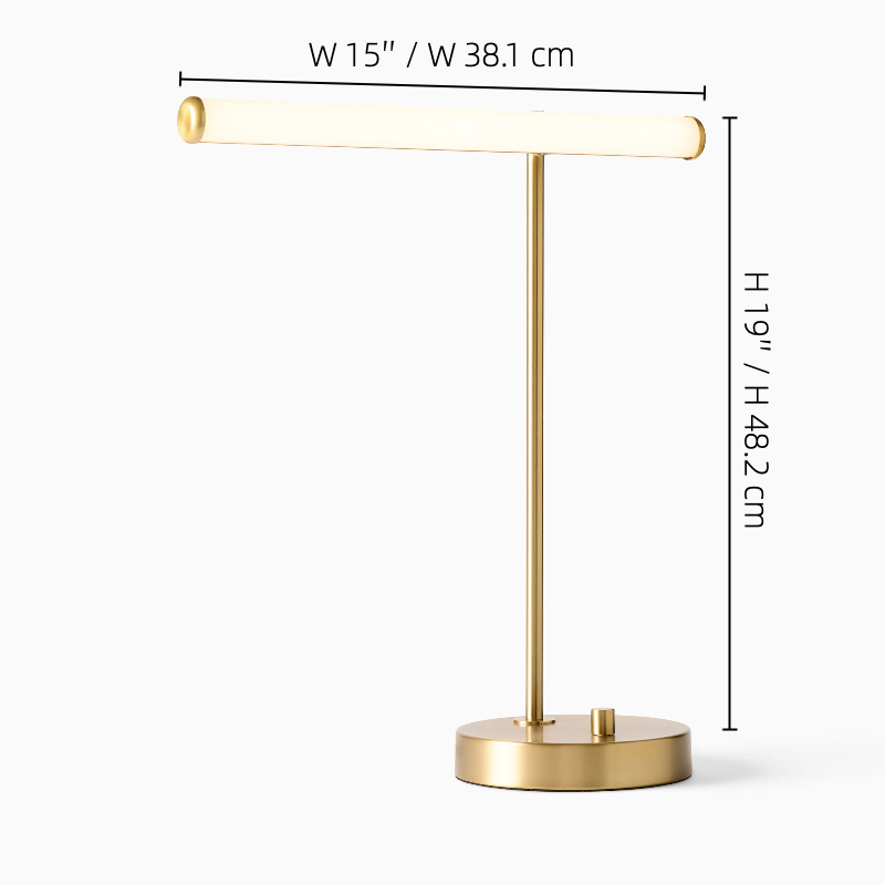 Dimension diagram for the Voro table lamp showing width and height