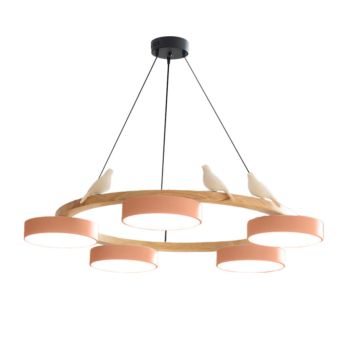 Nordic Wooden Bird Creative Round Chandelier S187