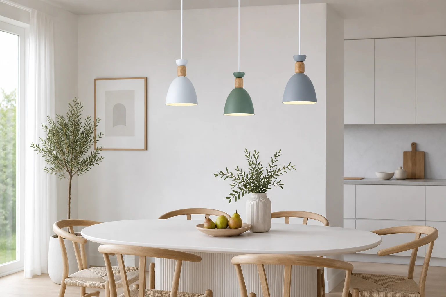 Scena lifestylowa przedstawiająca skandynawską lampę wiszącą BELL w kontekście