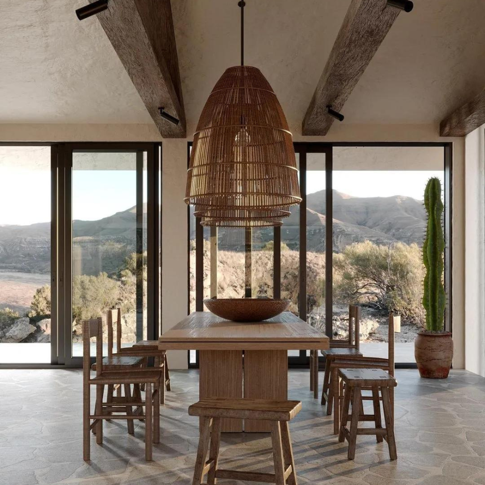 Runa Boho Rattan Pendant Light D831