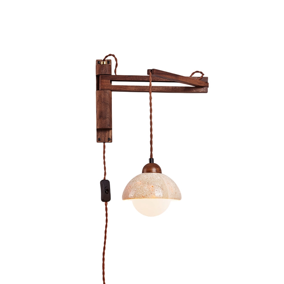 Tia Travertine Swing Arm Plug-in Sconce D685