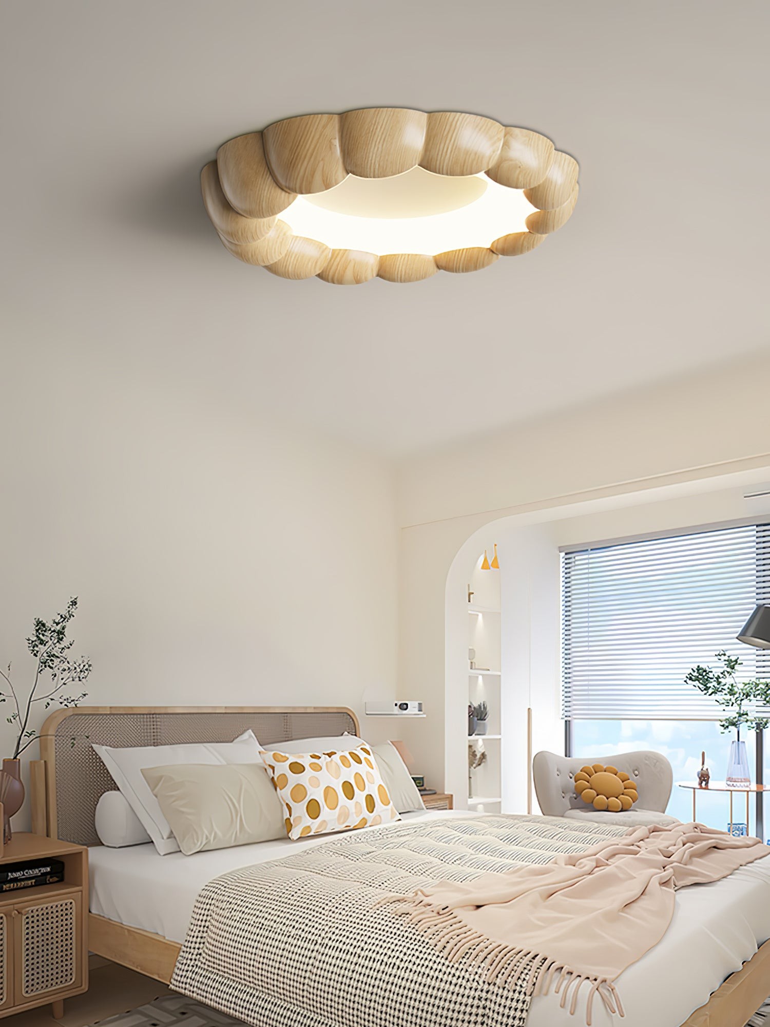 Faux Wood Ripple Ceiling Lamp M559