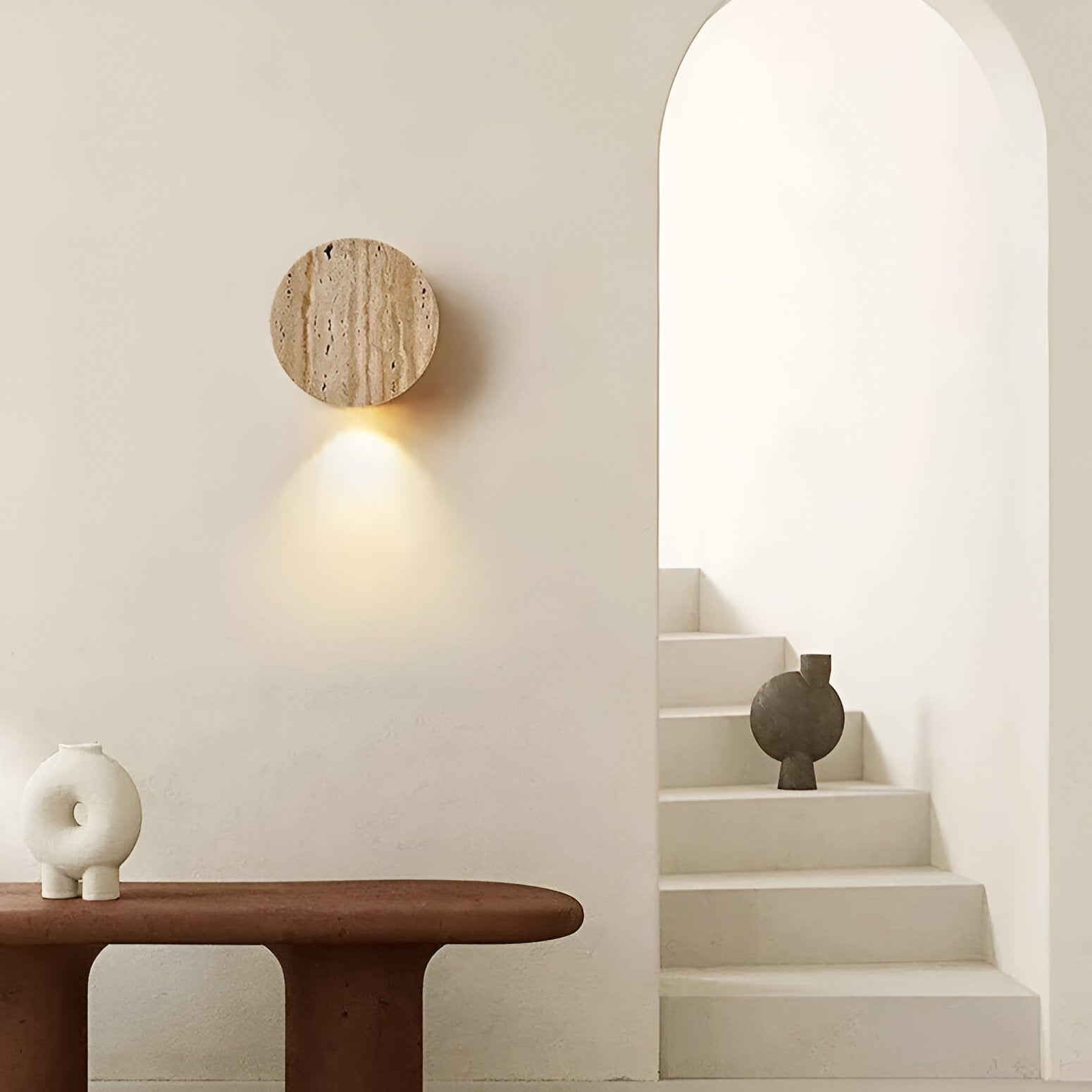 Japanese Wabi Sabi Natural Travertine Stone Wall Light D878