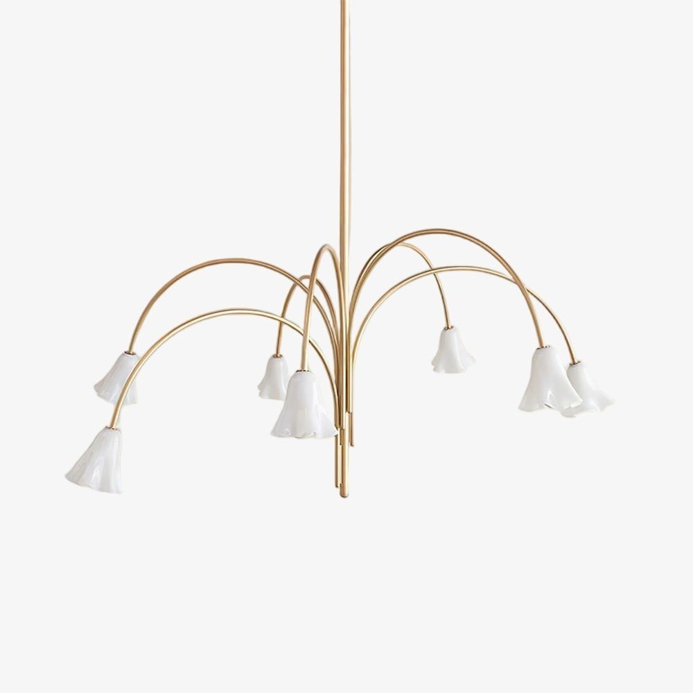 Bellina Modern Romantic Chandelier - Botanical Lily Design with Glass Flowers T280