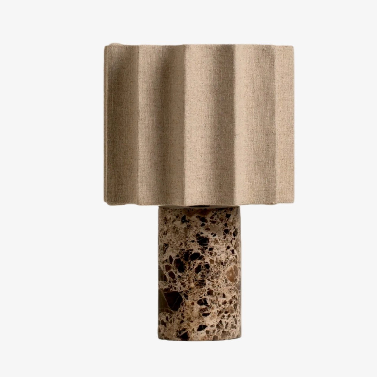Cavilon Table Lamp with Fan-Shaped Linen Shade - Stone Finishes Suitable for Living Rooms T476
