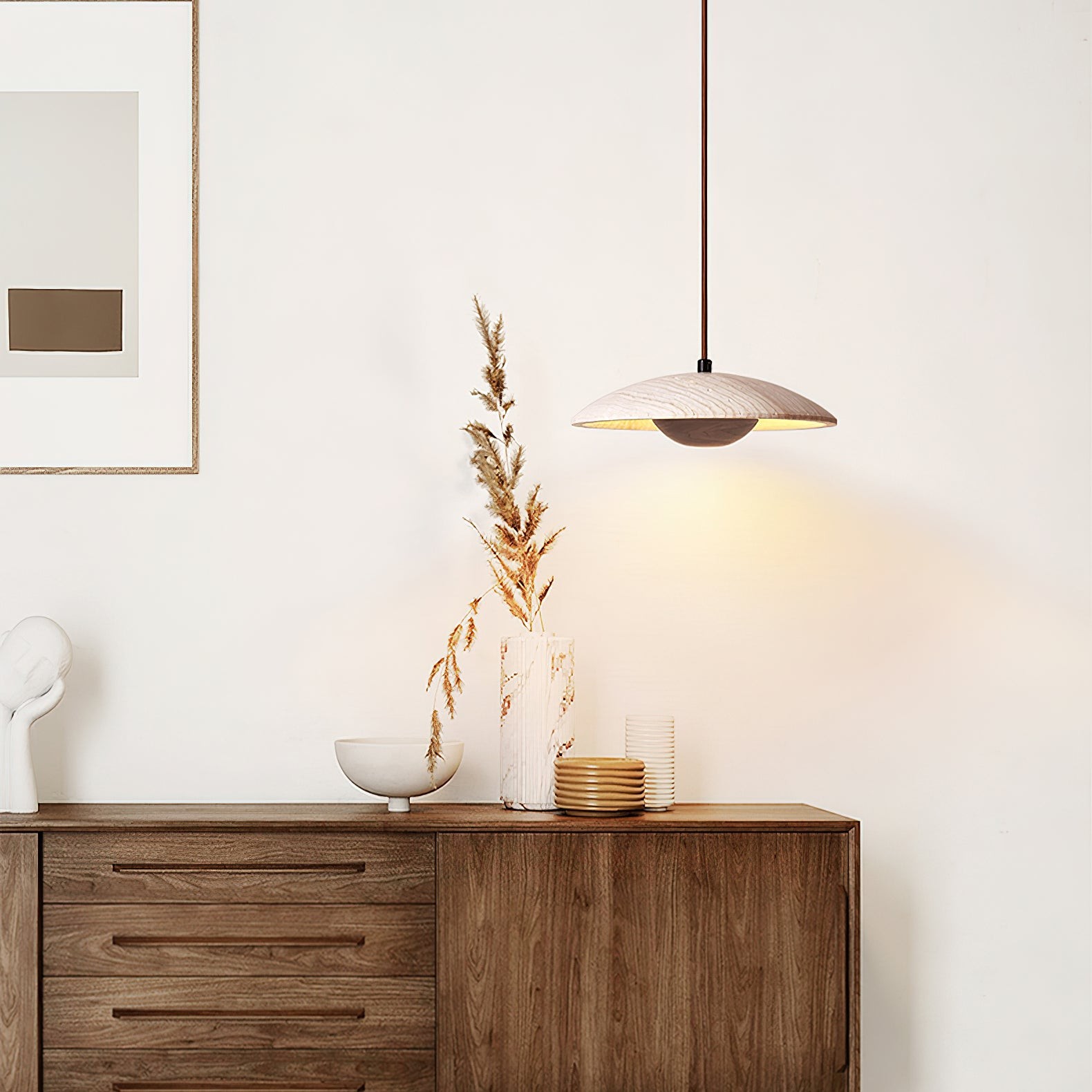Cream Style Wood Pendant Lamp M422