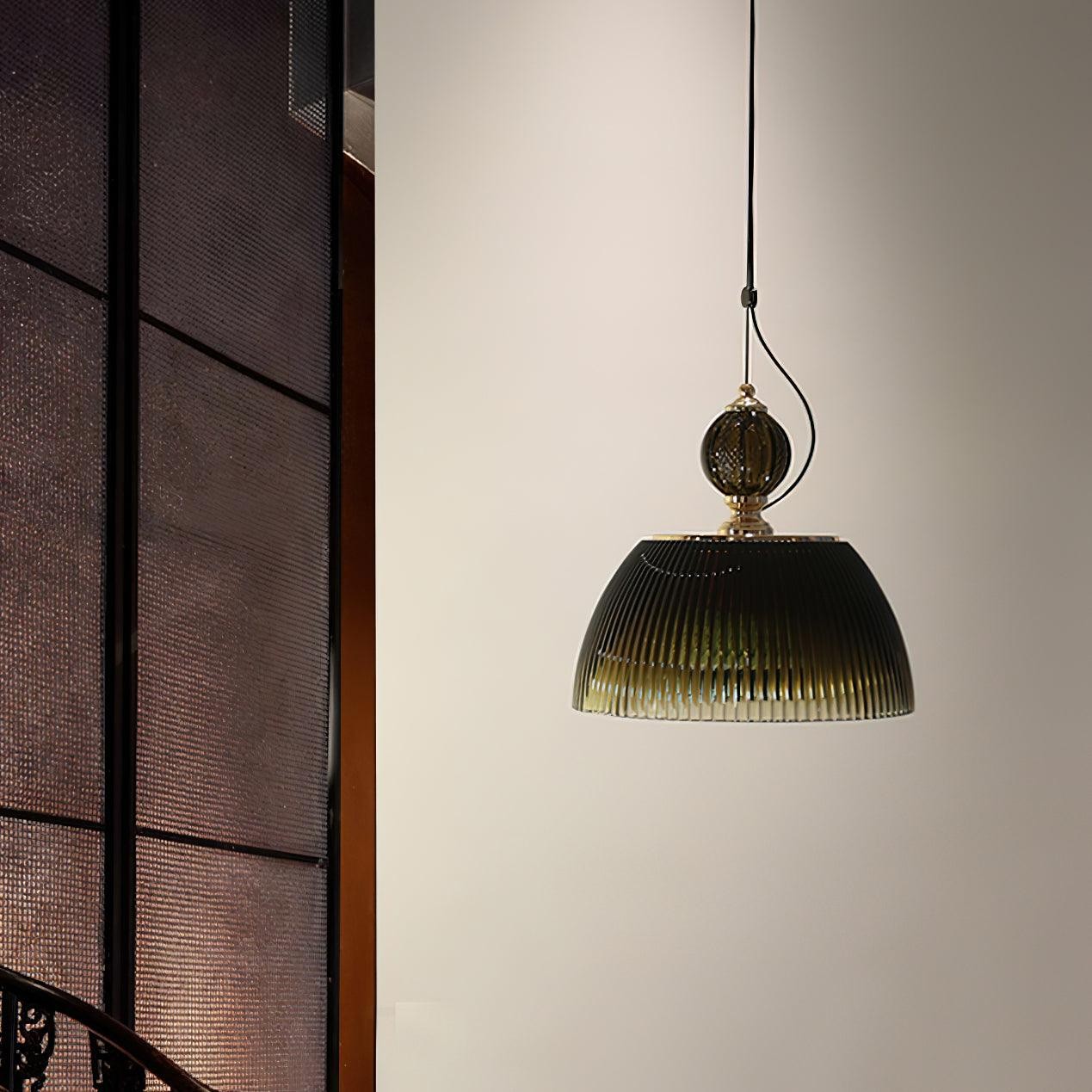Modern Vintage Gradient Green Glass Shade Single Head Pendant Lamp M466