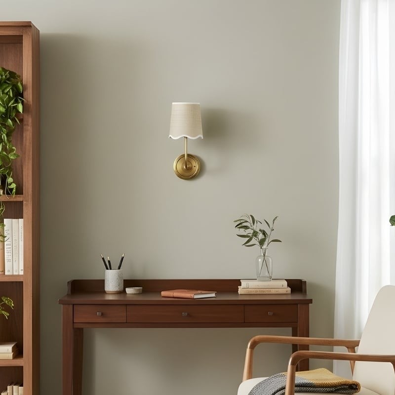 Glissum Contemporary Metal and Linen Wall Lamp with Soft Diffused Shade for Hallway or Entry T524