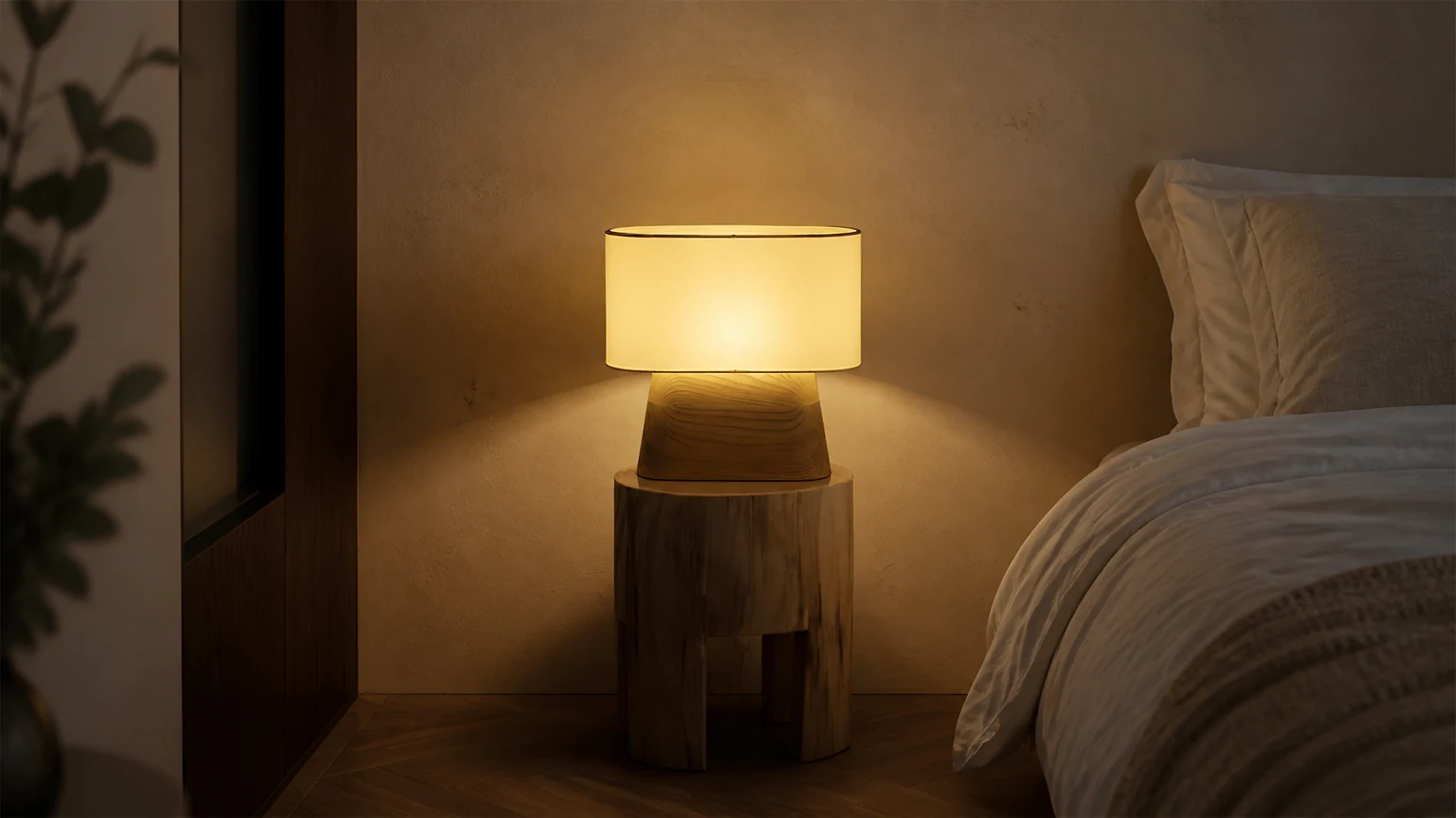 Lampa stołowa Vero Wood D247 w ciepłej oprawie wnętrza
