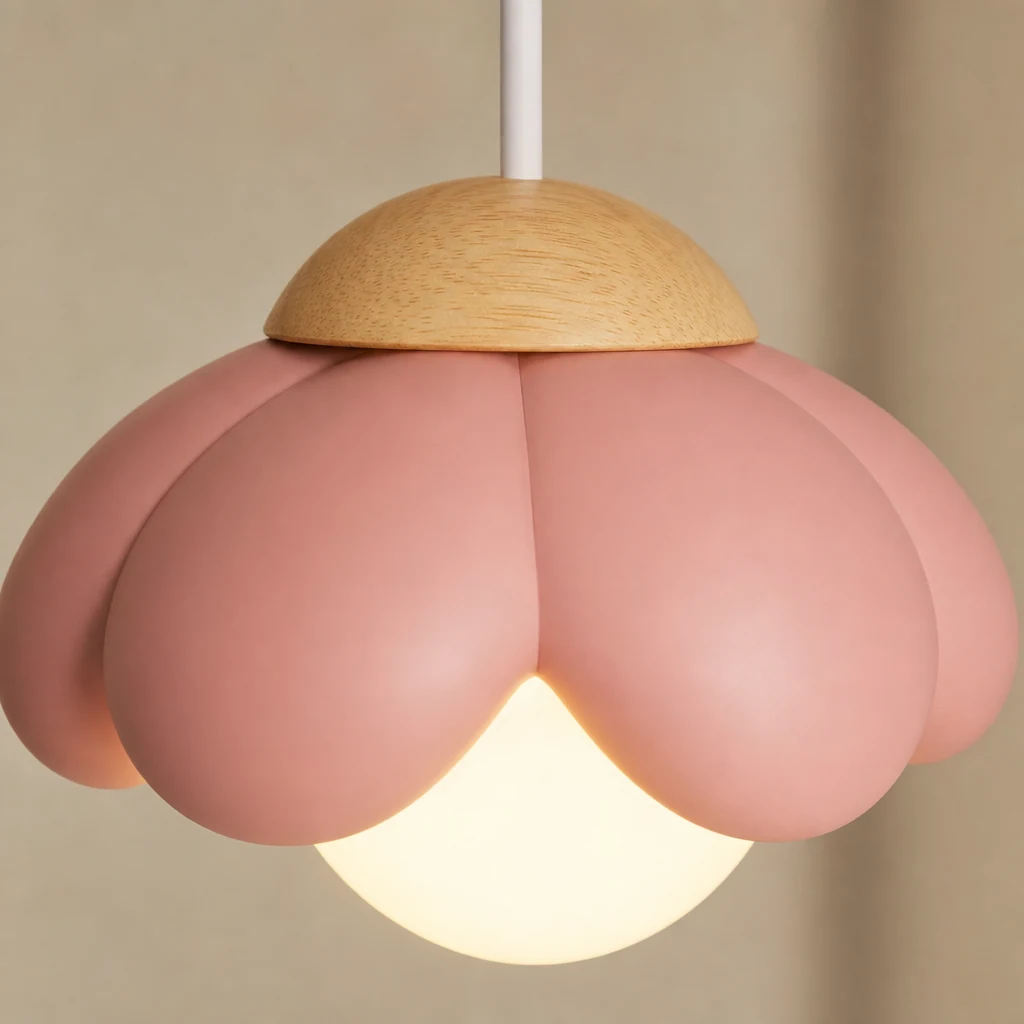 Zbliżenie na konstrukcję płatków lampy wiszącej S46 Cherry Blossom