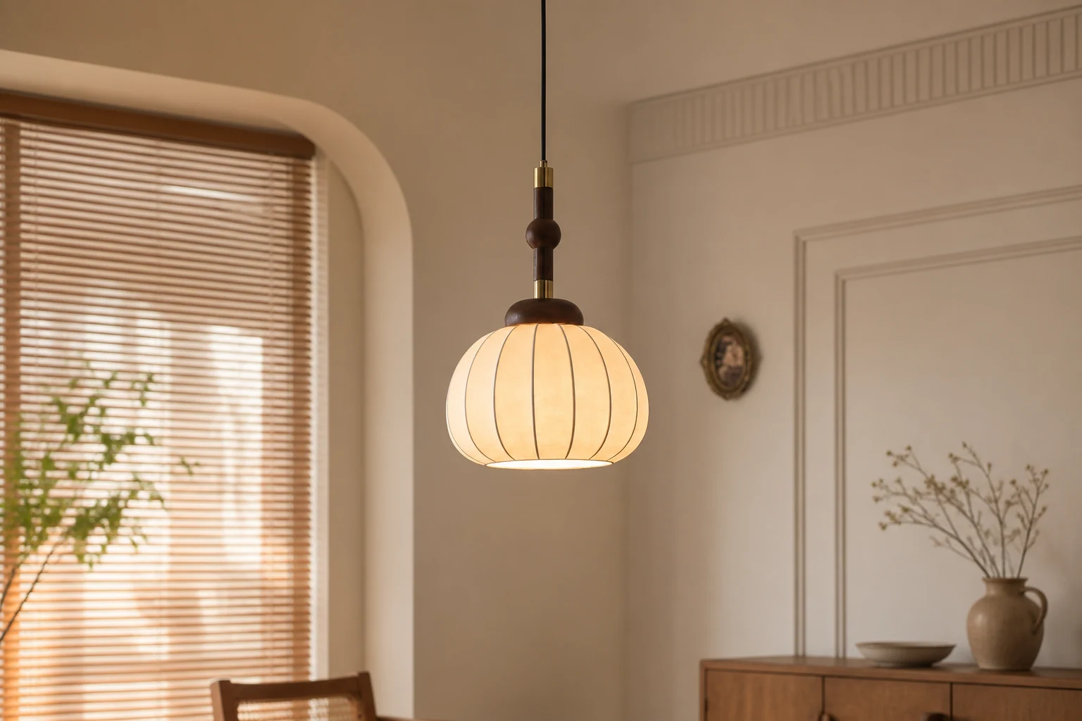 Lampa wisząca Silk Globe M515 prezentowana we wnętrzu