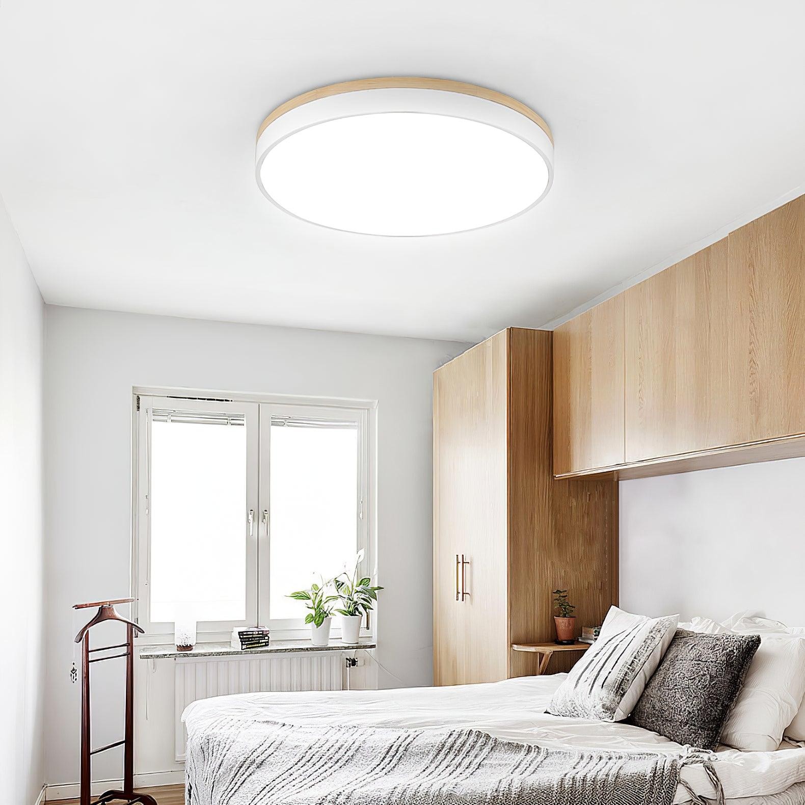 White Round Wooden Ceiling Lamp M298