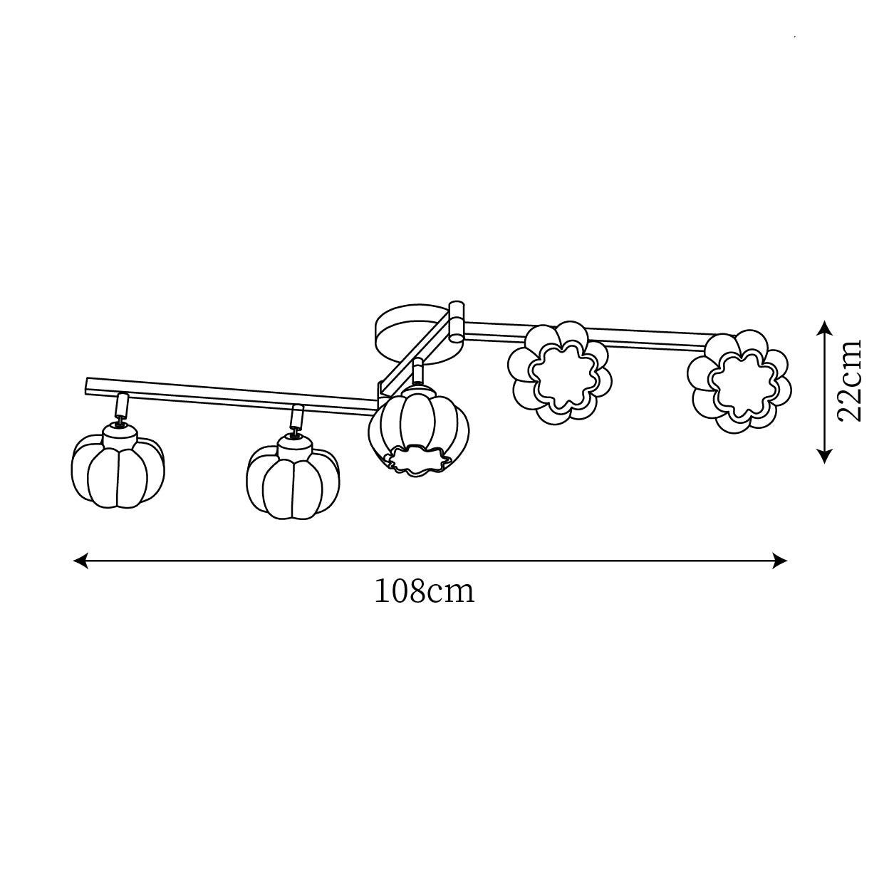 Schemat rozmiarów 108 cm dla Lampy Sufitowej Kwiat Dyni M315