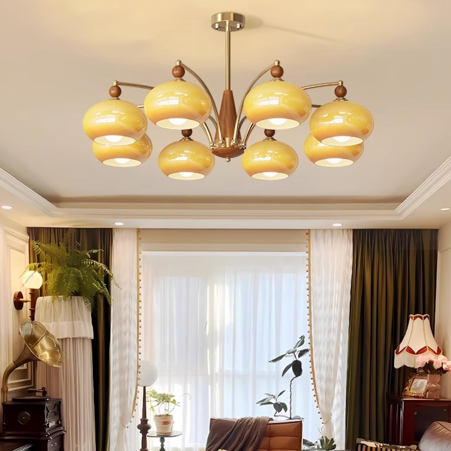 Vintage Multihead Persimmon Chandelier M431