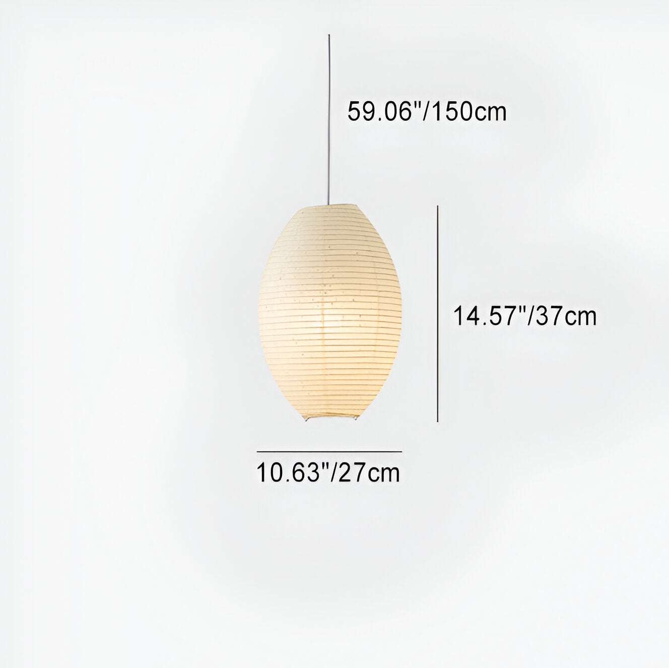 Traditional Japandi Wabi-Sabi Elliptical Paper Pendant Light D942