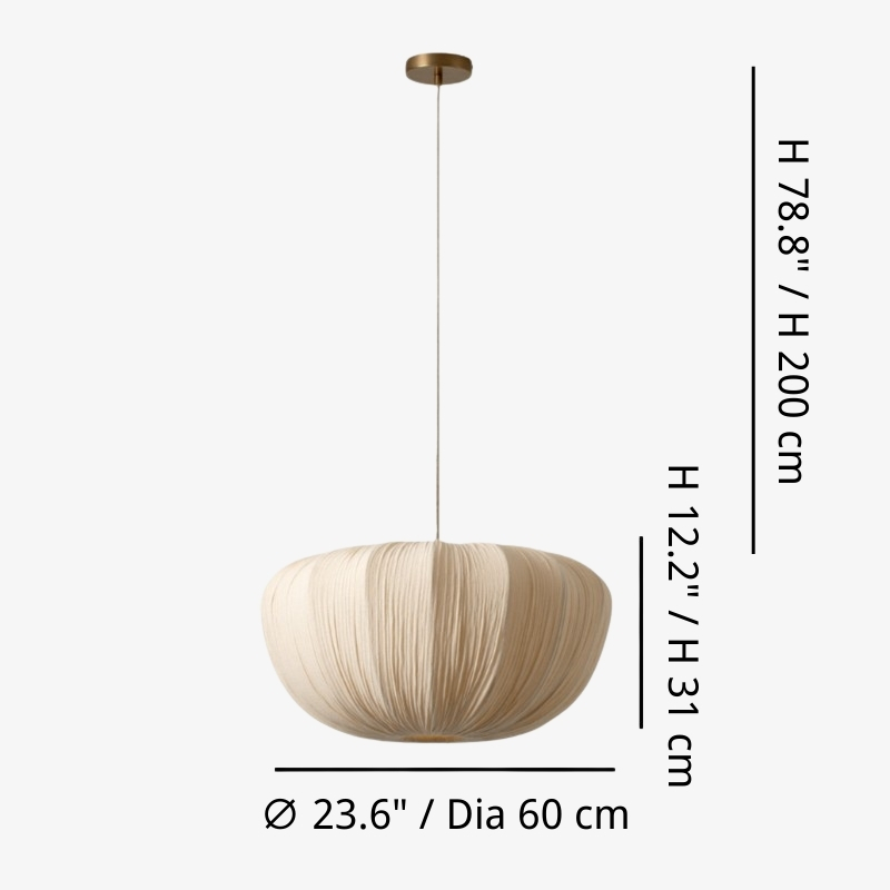 Schemat wymiarowy dużej zawieszki Linbron, średnica 60 cm i wysokość 31 cm