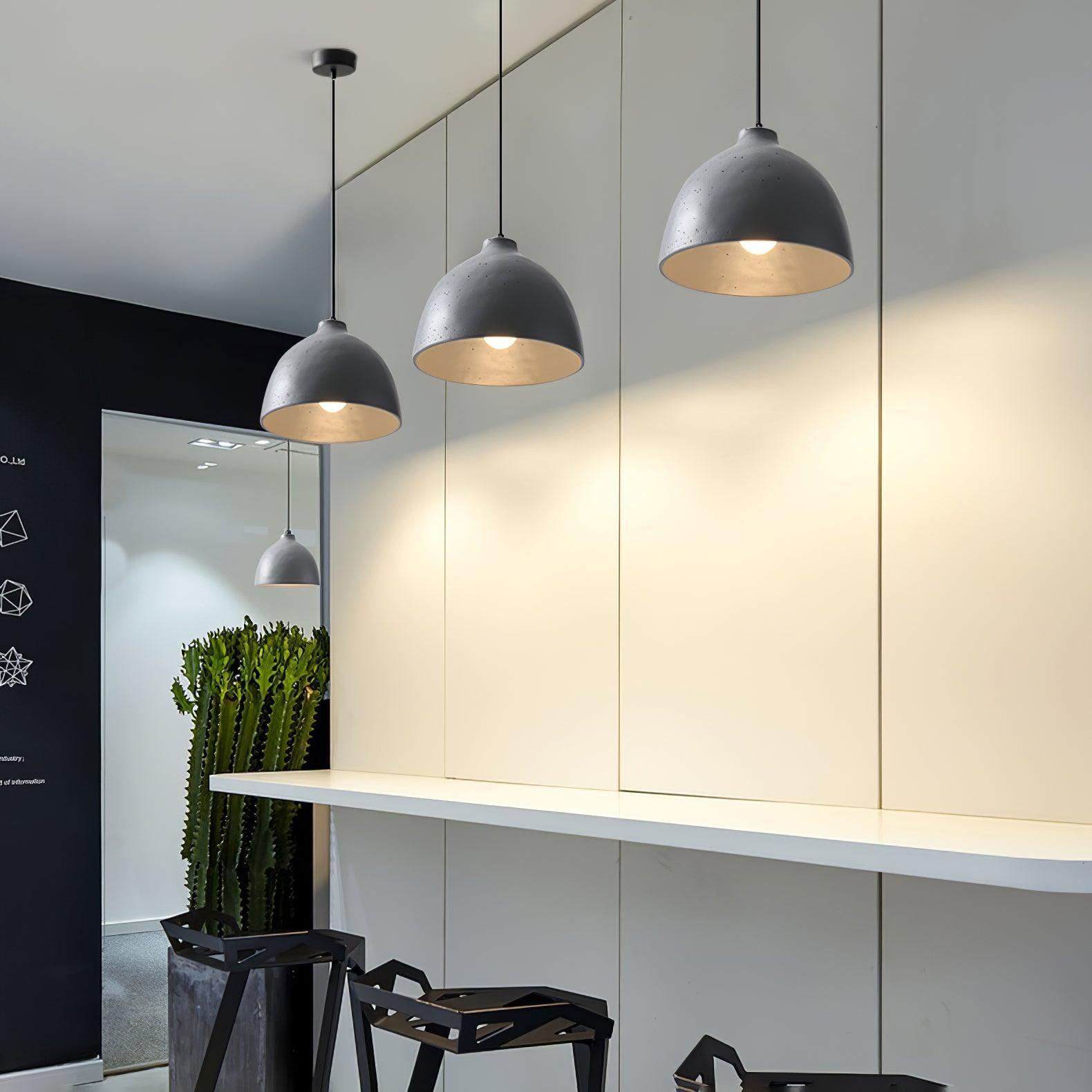 Modern Minimalist Industrial Resin Bowl LED Pendant Light M433