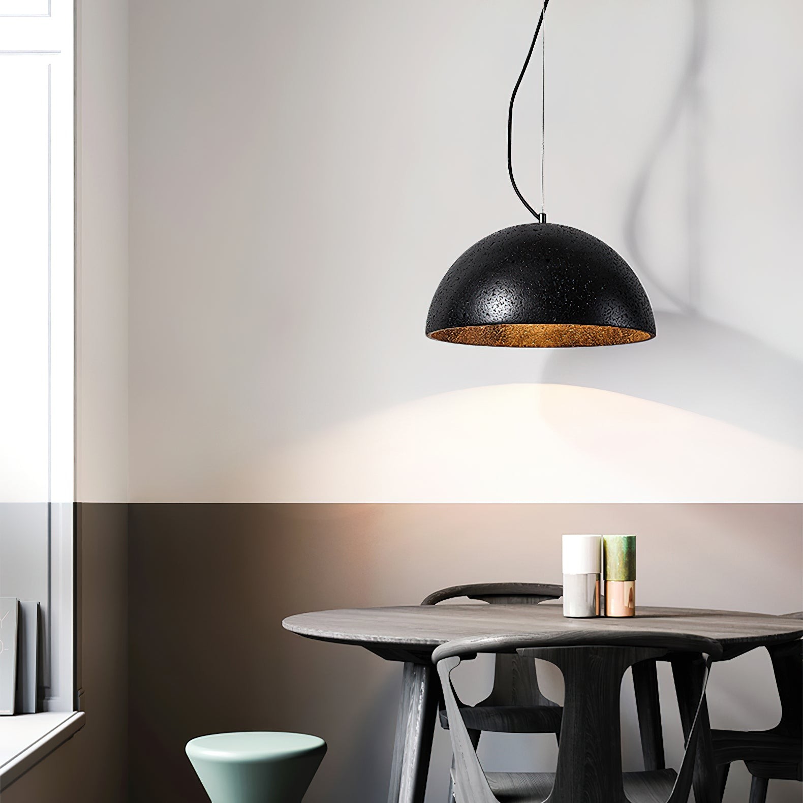 Travertine Creative Hemispherical Pendant Lamp M75