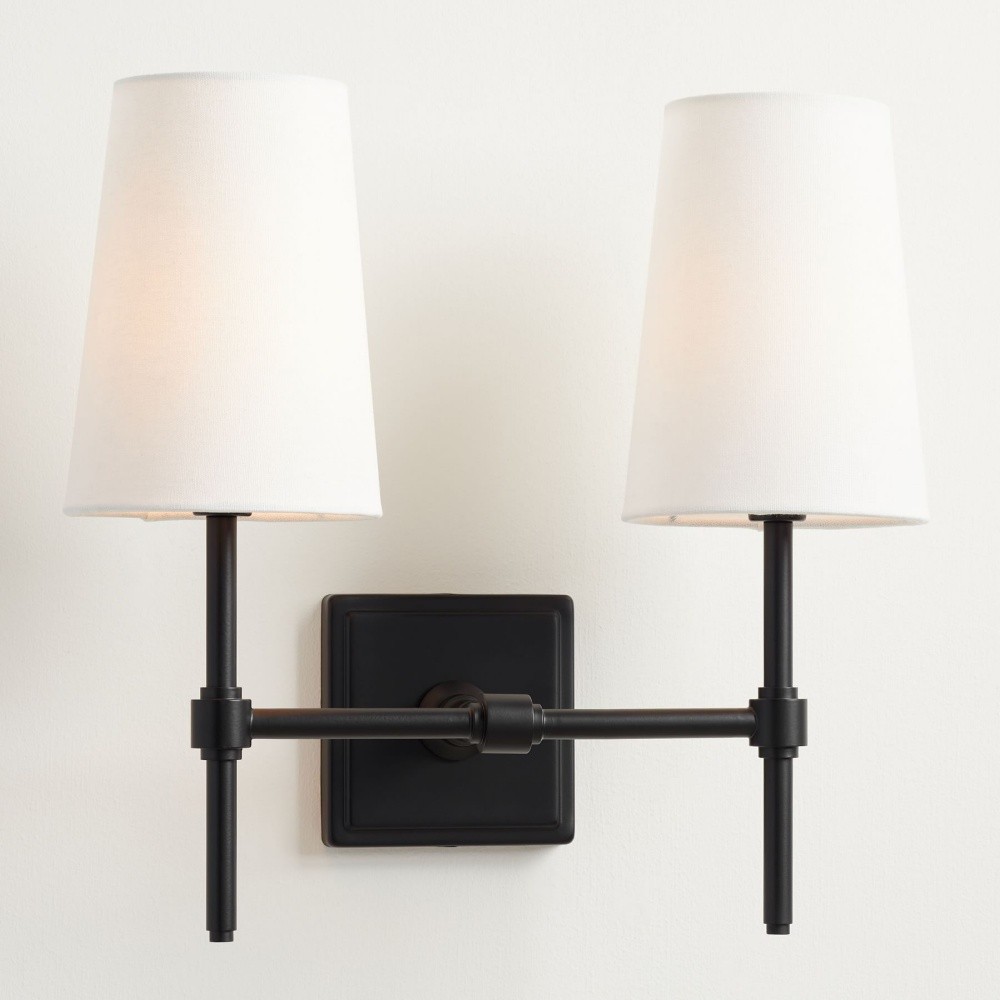 Derlina White Linen Shades Wall Lamp – Retro Metal Multi-Head Lighting Fixture T273