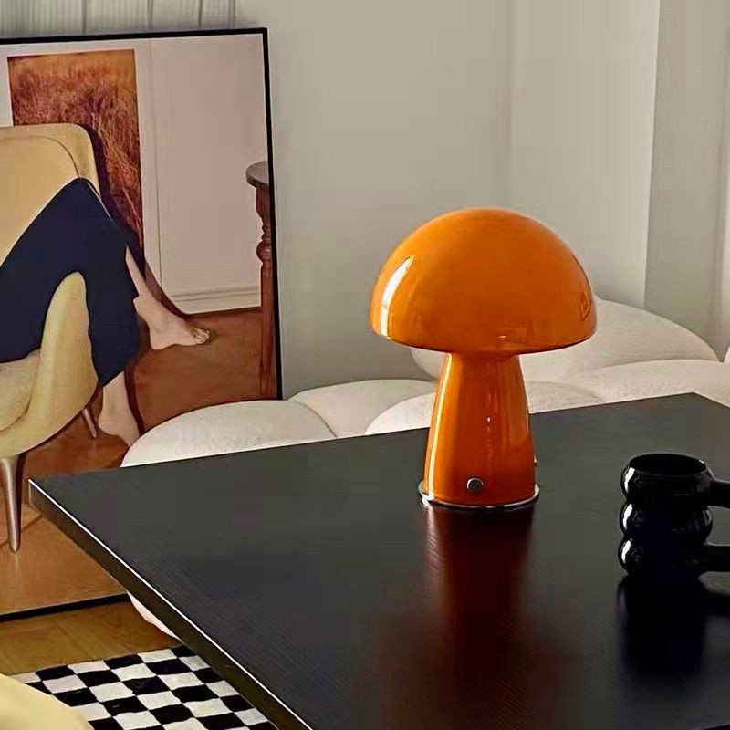 Vintage Bauhaus Glass Mushroom Table Lamp S79