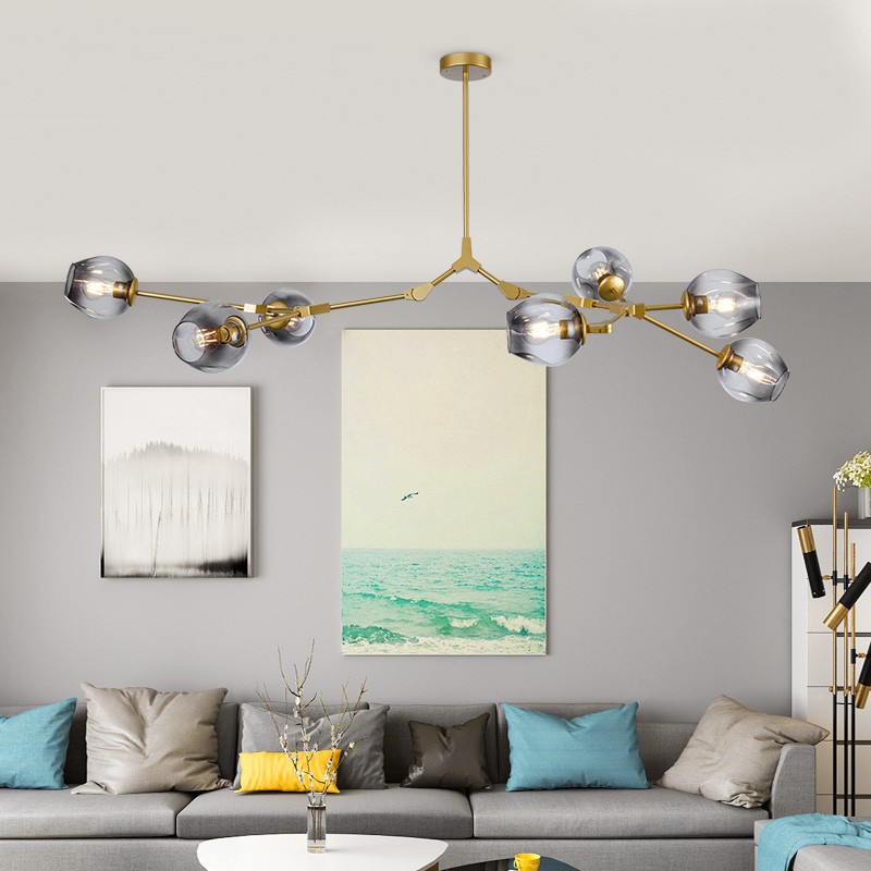 Asymmetrical Articulated Globe Branching Bubble Chandelier