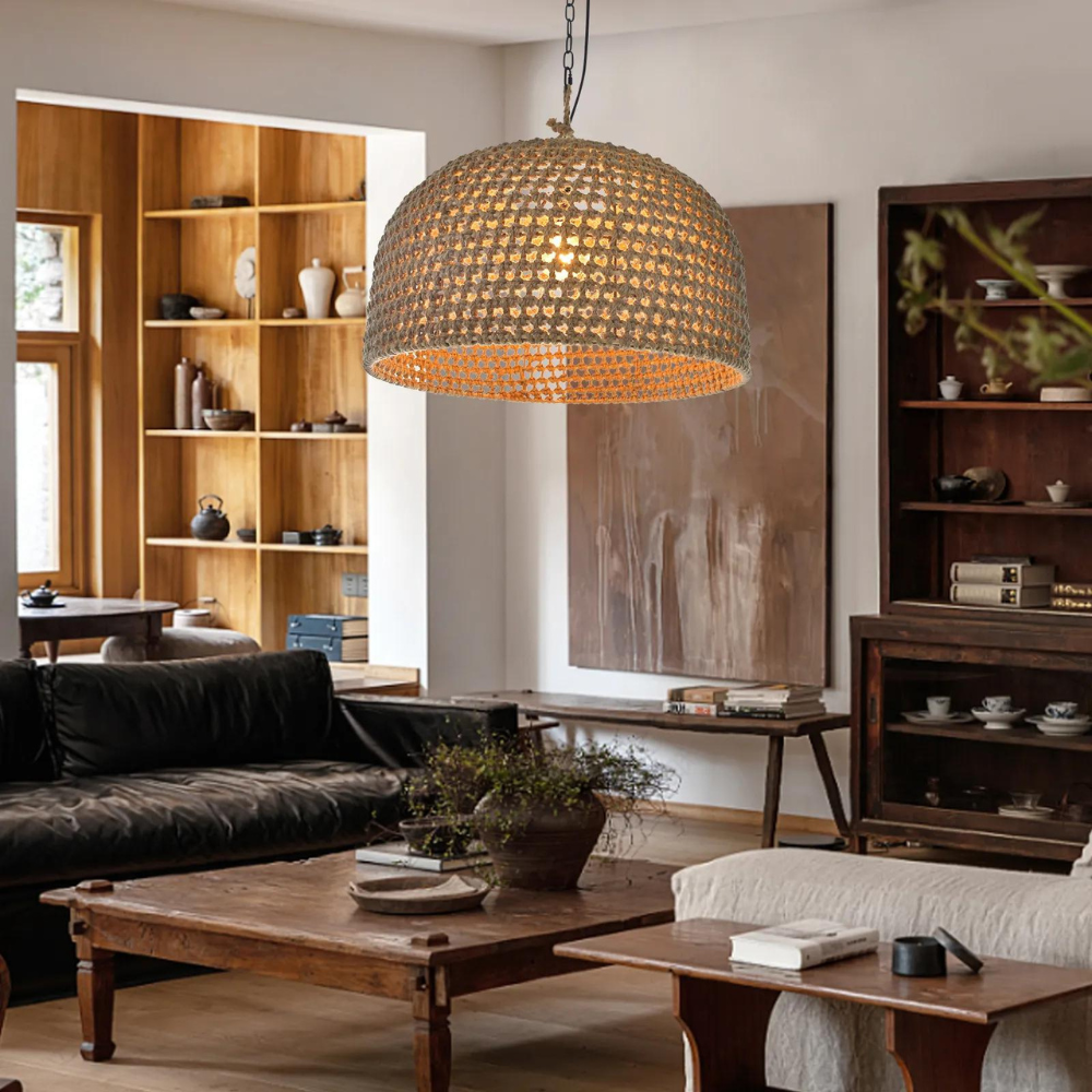 Natural Shadow Rattan Japandi Pendant Light D830