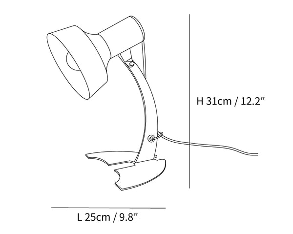 Schemat rozmiarów lampy stołowej Fish Tail Arch M05