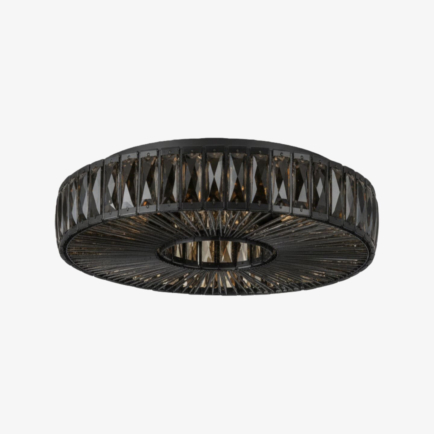 Glomar Glass Round Flush Ceiling Light - Modern Metal Glass Finish Living Areas T542