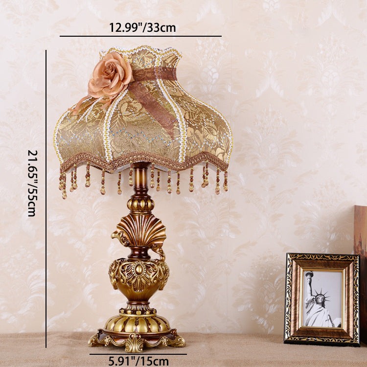 Pastoral Flower Lampshade Carved Table Lamp M13