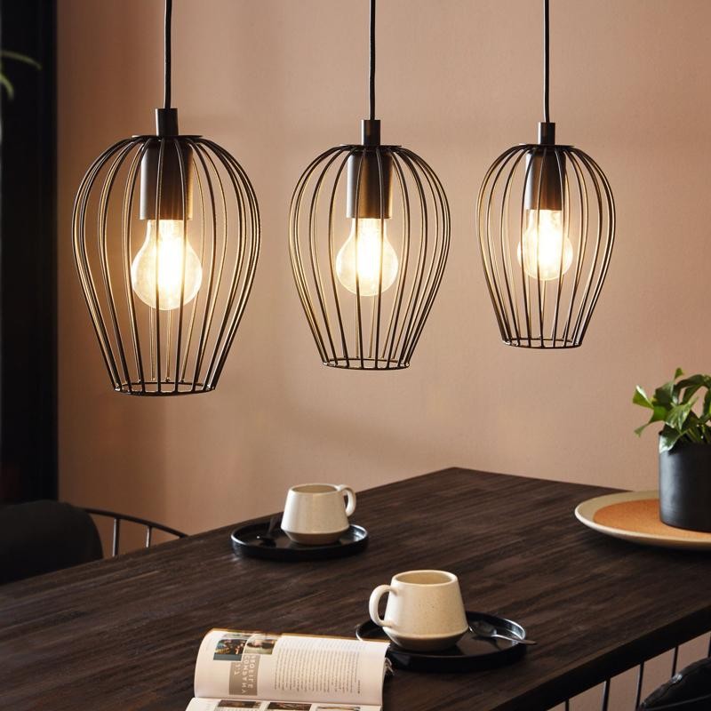 Black Large Vintage Wire Cage Pendant Lamp S68