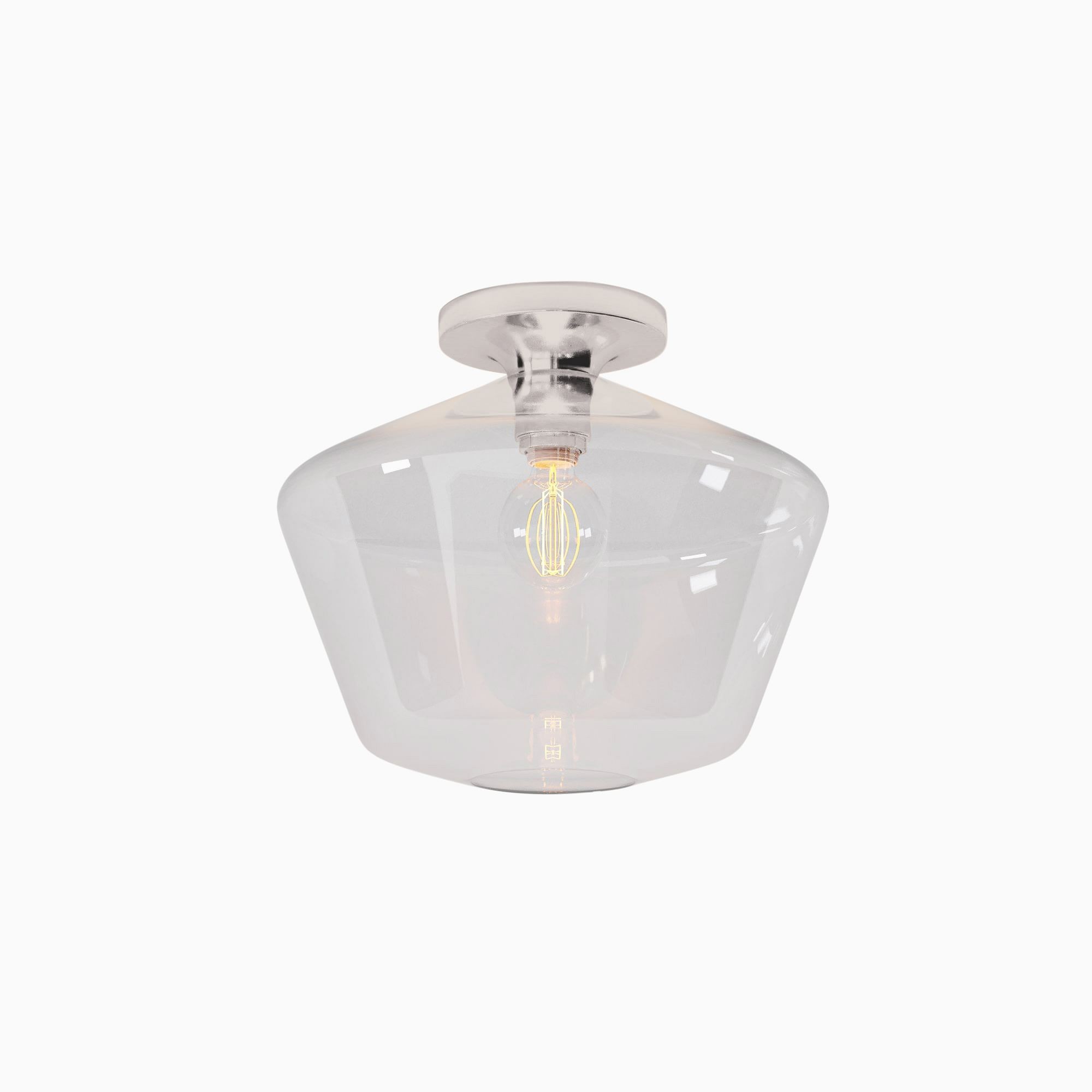 Merin Minimalist Sleek Geometric Glass Flushmount Light T155