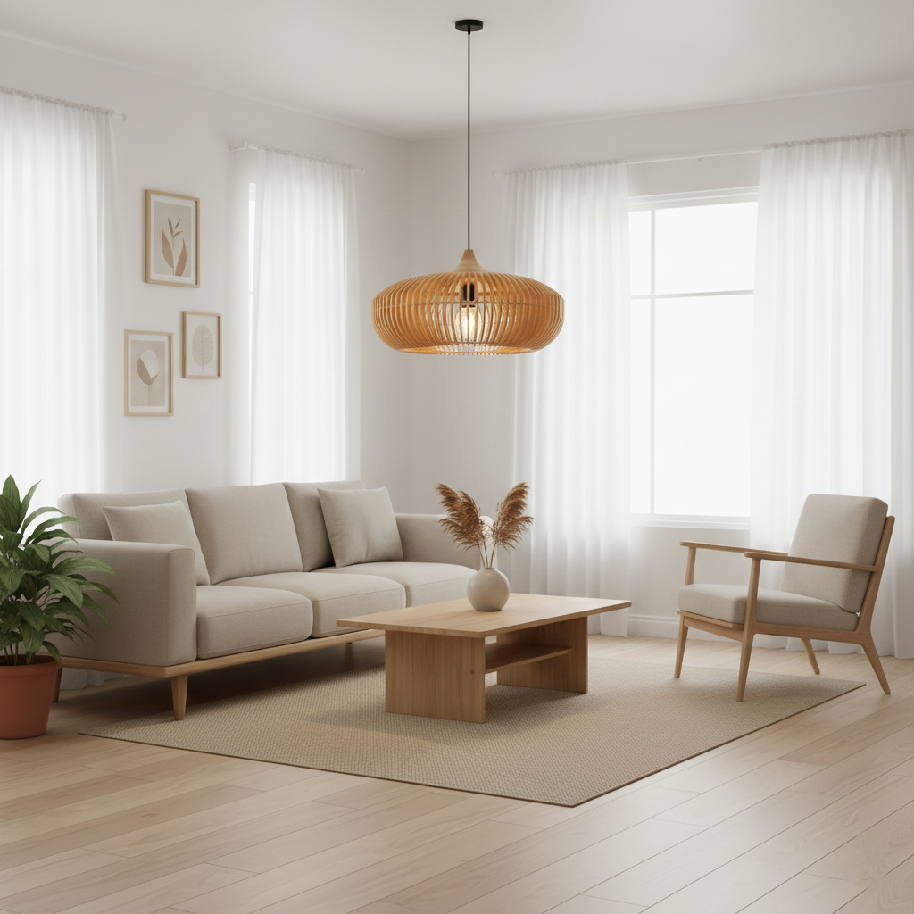 The Halo of Zen Japandi Wood Pendant Light D837