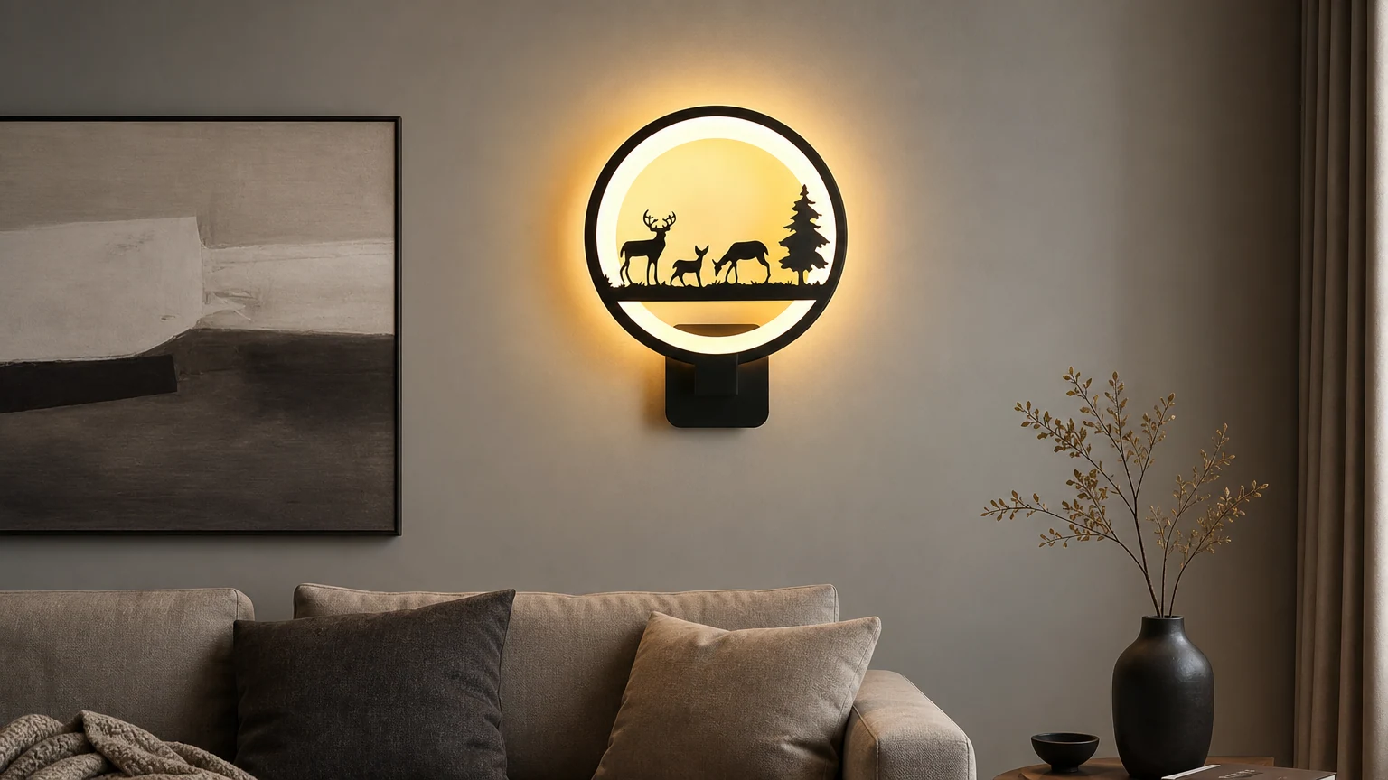 Artistic Painting LED Wall Light installed as a horizontal room hero scene
