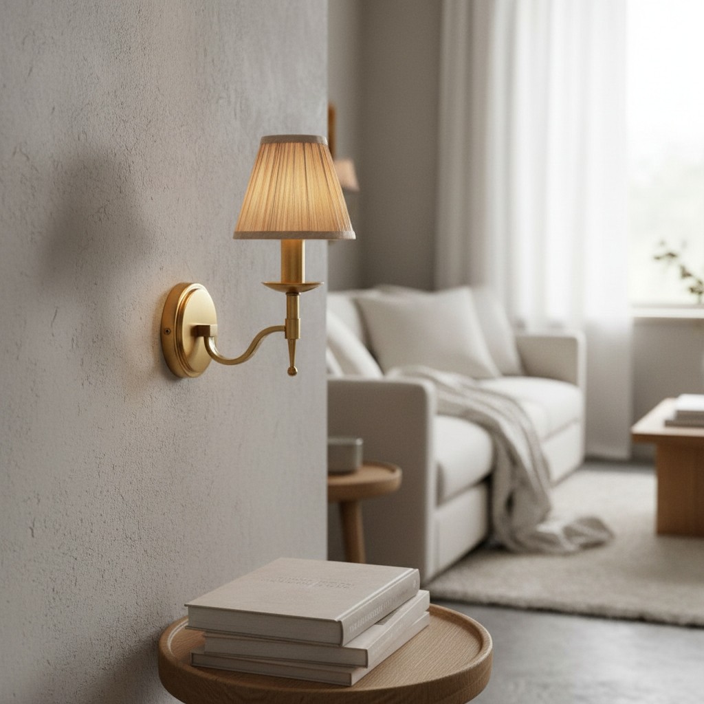 Tela Traditional Brass Wall Light - Classic Curved-Arm Sconce for Living Room & Hallway T655