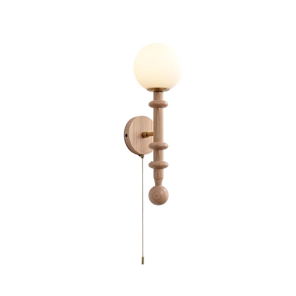 French Simple Vintage Bedside Wooden Glass Wall Lamp M428