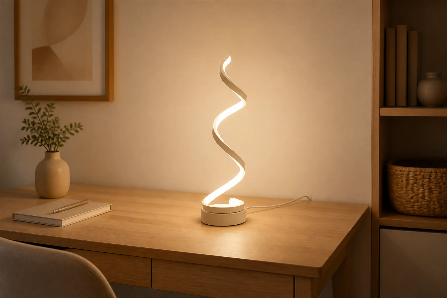 Geometric Figure Desk Light in a lifestyle tabletop scene