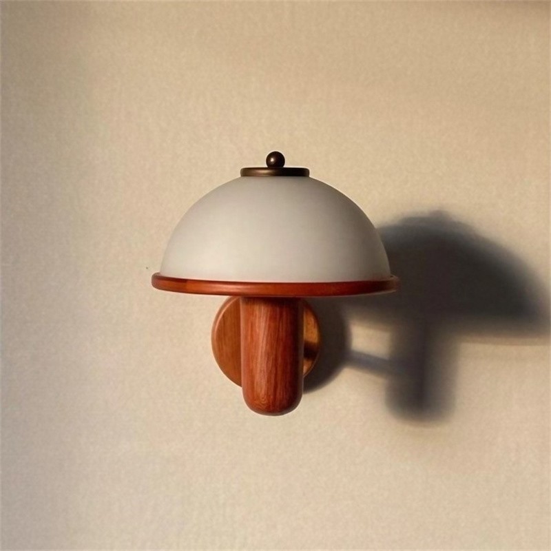 Retro Mushroom Wood Bedside Wall Lamp S132