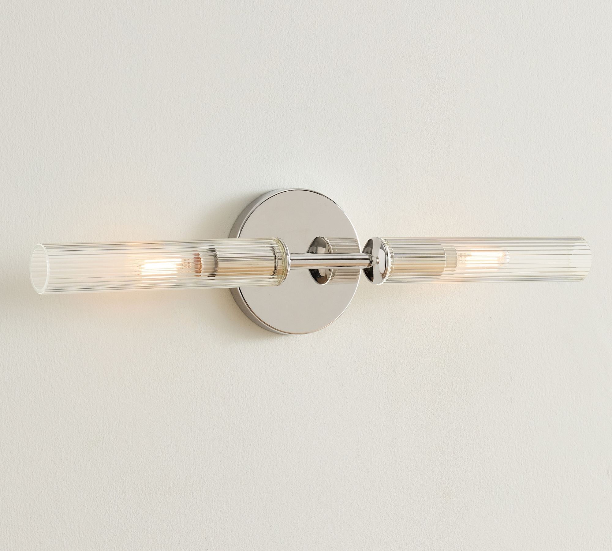 Bravira Ribbed Glass Wall Lamp - Tube Metal Light in Classic Finishes T075