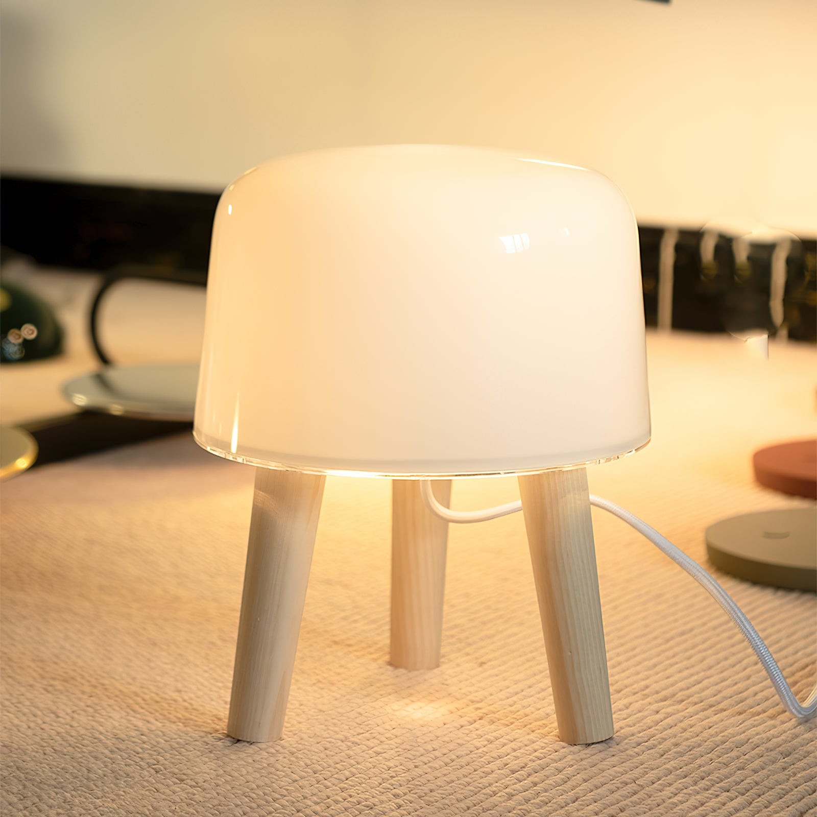 Nordic Wood Decorative Glass Table Lamp For Bedroom M355