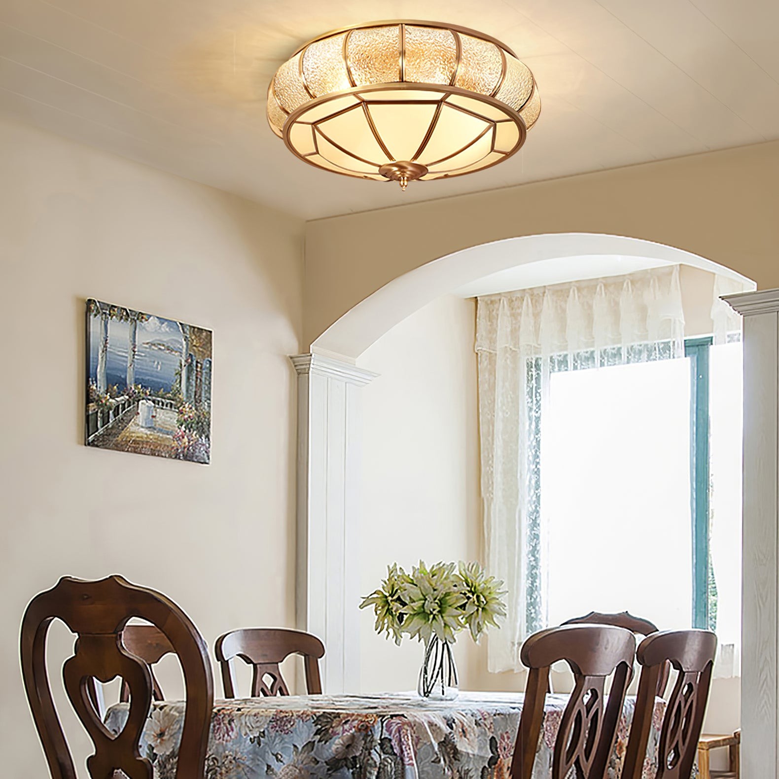 Round Textured Glass Ceiling Light M520