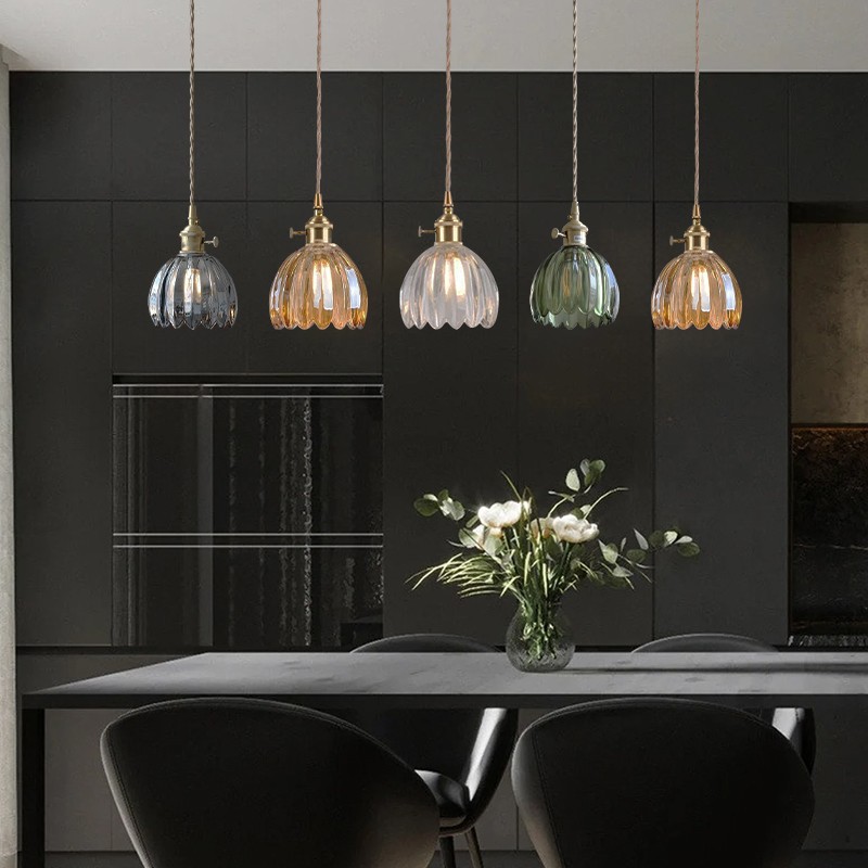 Japanese Retro Glass Flower Pendant Light S28