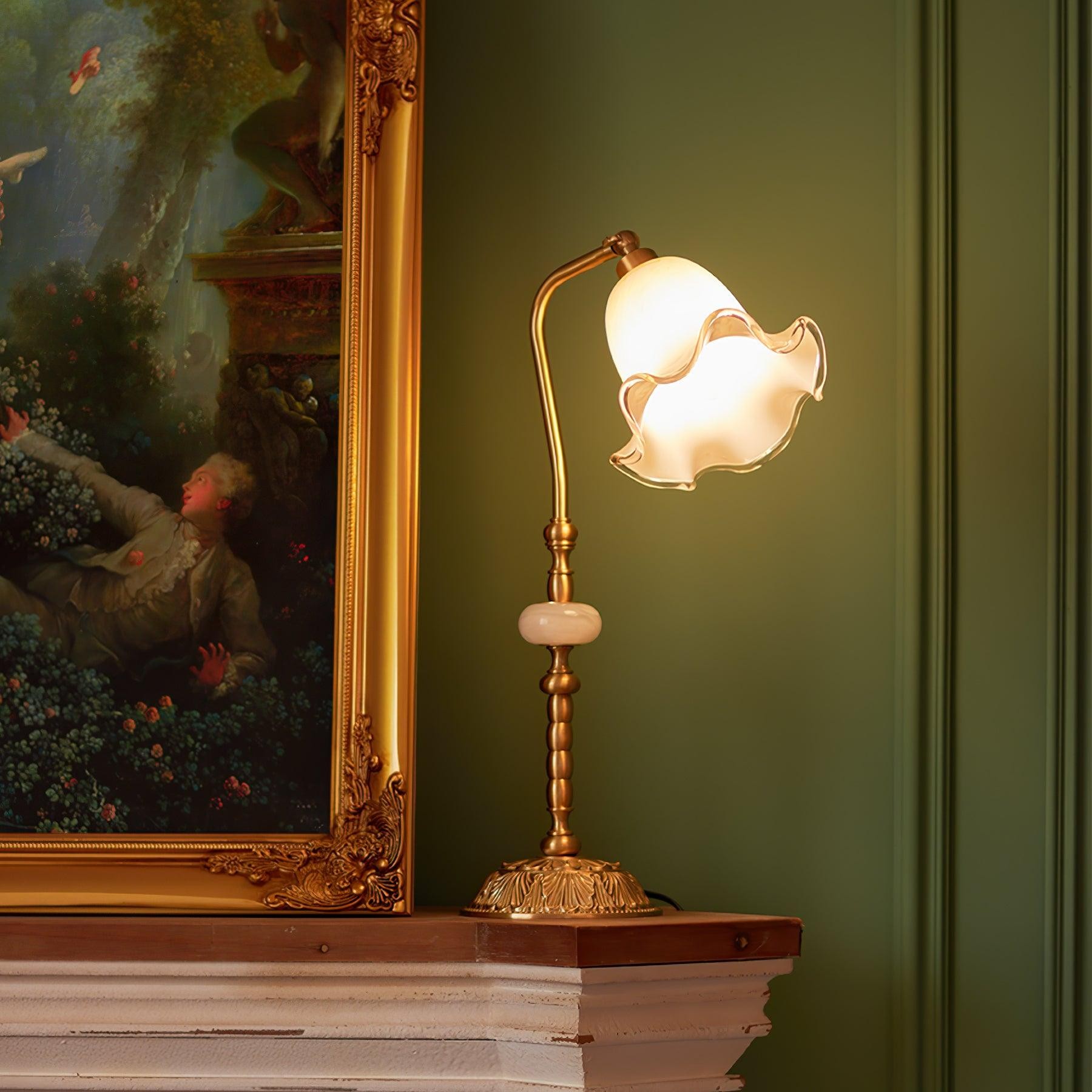 Classic Stylish White Tulip Brass Table Lamp M07