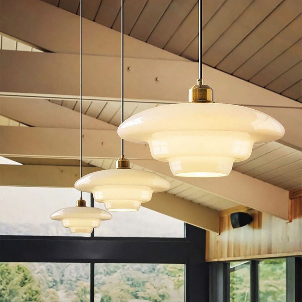 Mid-Century Art Milk White Glass Pendant Lamp S81