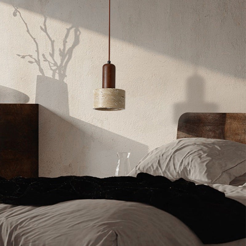 Traditional Retro Cylindrical Solid Wood Pendant Lamp M106
