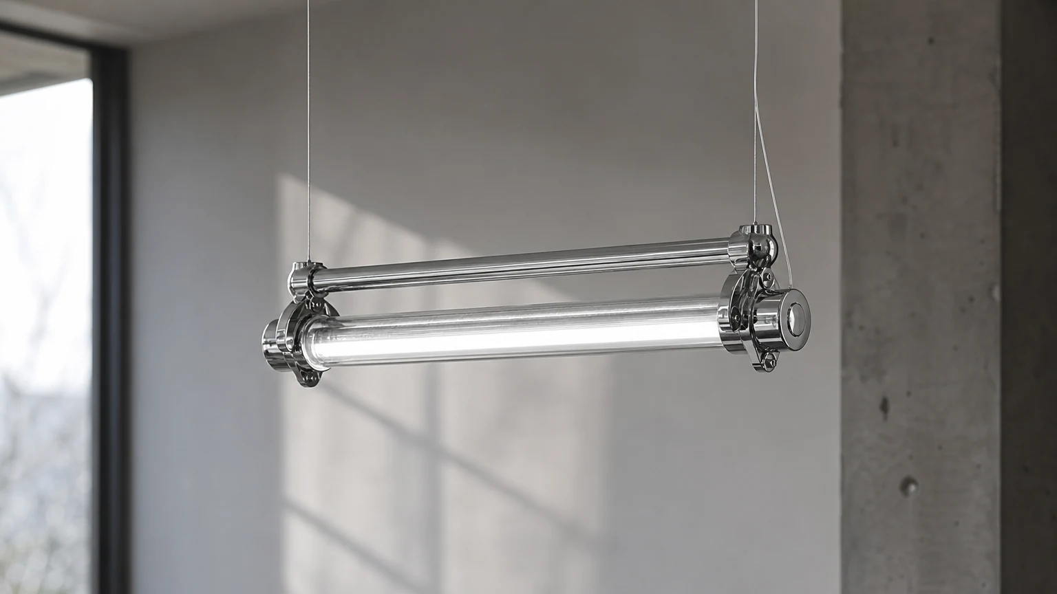 Przemysłowa lampa wisząca DDR D484 w pomieszczeniu