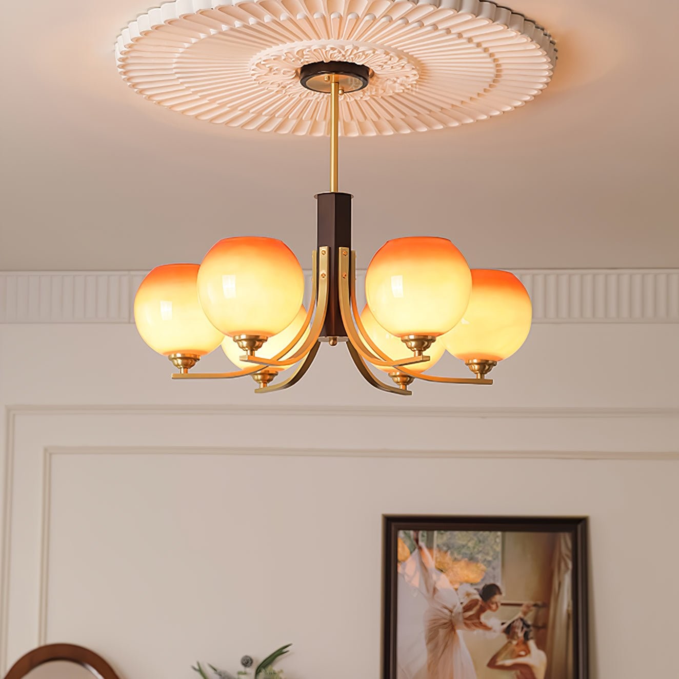 Vintage Caramel Globe Chandelier M502